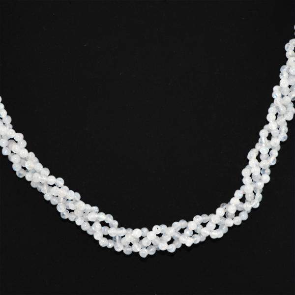 gemsmore:Natural Blue Flash Moonstone Necklace Round Beads