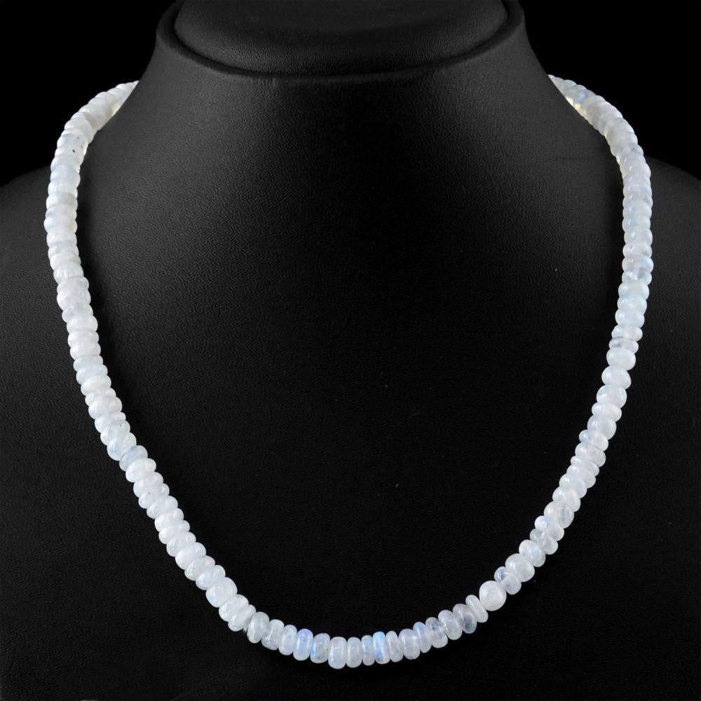 gemsmore:Natural Blue Flash Moonstone Necklace Round Shape Beads