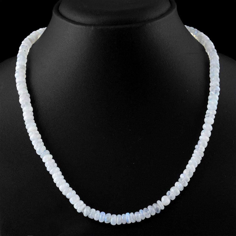 gemsmore:Natural Blue Flash Moonstone Necklace Round Shape Beads