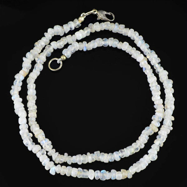 gemsmore:Natural Blue Flash Moonstone Necklace Round Shape Beads