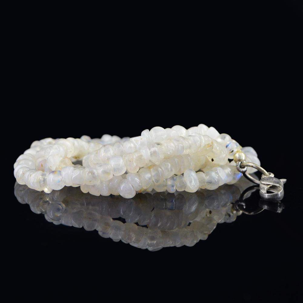 gemsmore:Natural Blue Flash Moonstone Necklace Round Shape Beads