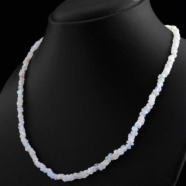 gemsmore:Natural Blue Flash Moonstone Necklace Round Shape Unheated Beads