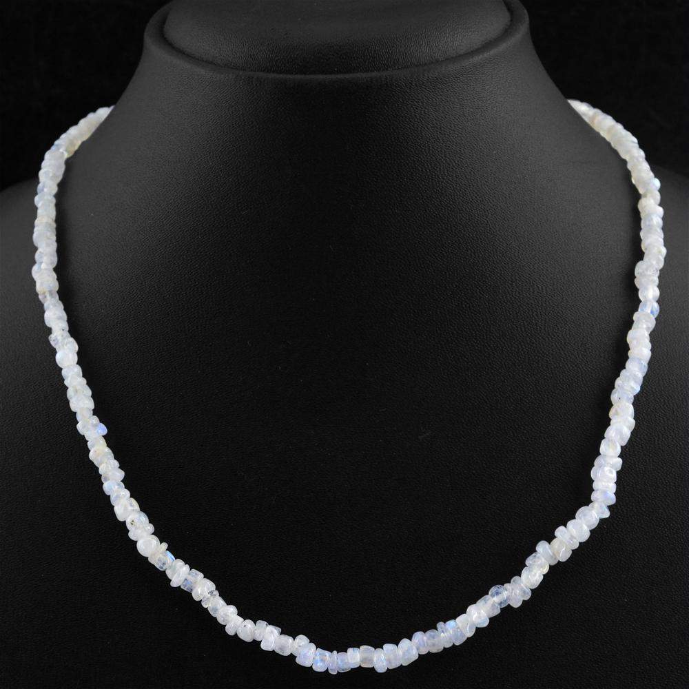 gemsmore:Natural Blue Flash Moonstone Necklace Round Shape Unheated Beads