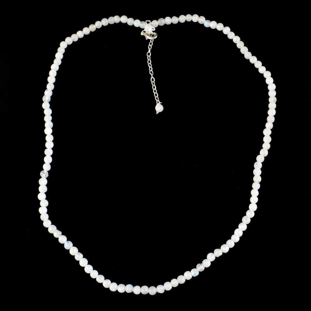 gemsmore:Natural Blue Flash Moonstone Necklace Round Shape Untreated Beads
