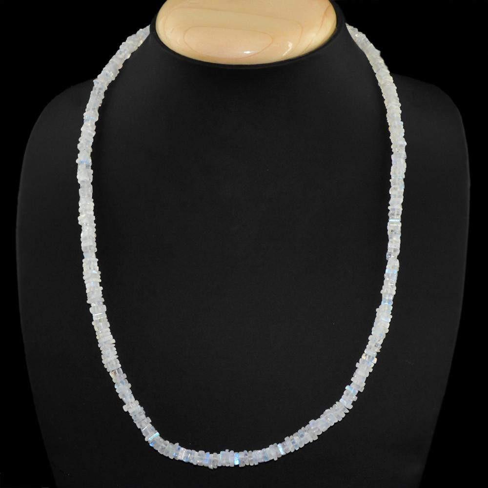 gemsmore:Natural Blue Flash Moonstone Necklace Untreated Beads