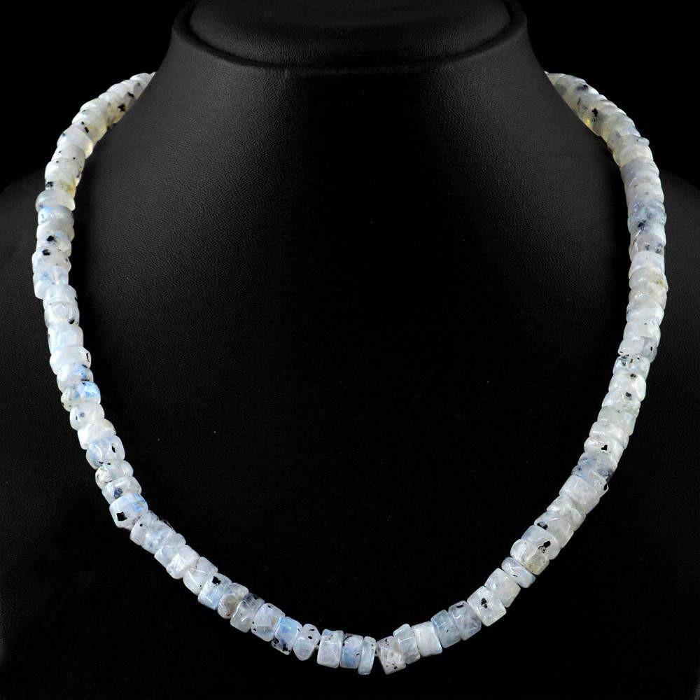 gemsmore:Natural Blue Flash Moonstone Necklace Untreated Round Beads