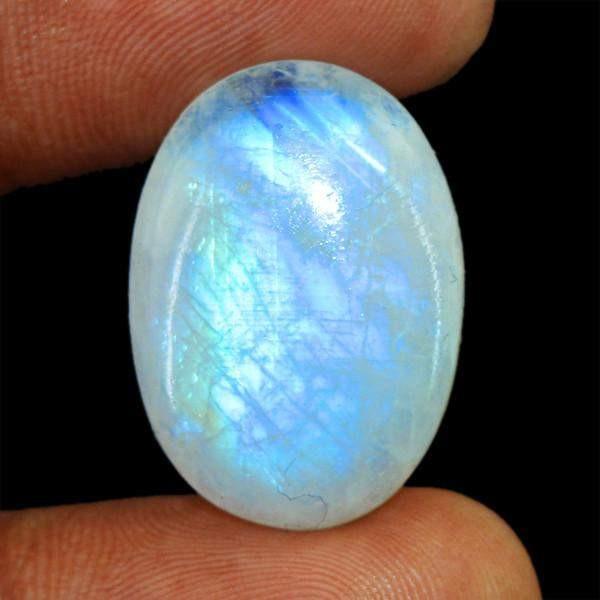 gemsmore:Natural Blue Flash Moonstone Oval Shape Gemstone