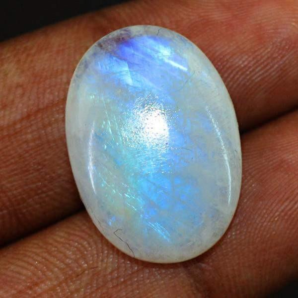 gemsmore:Natural Blue Flash Moonstone Oval Shape Gemstone