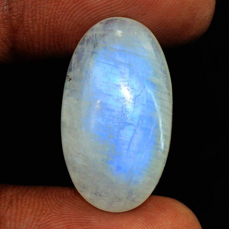 gemsmore:Natural Blue Flash Moonstone Oval Shape Gemstone