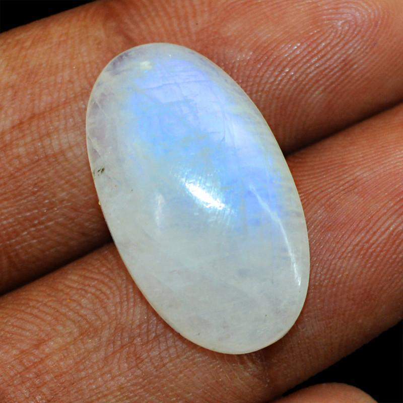 gemsmore:Natural Blue Flash Moonstone Oval Shape Gemstone