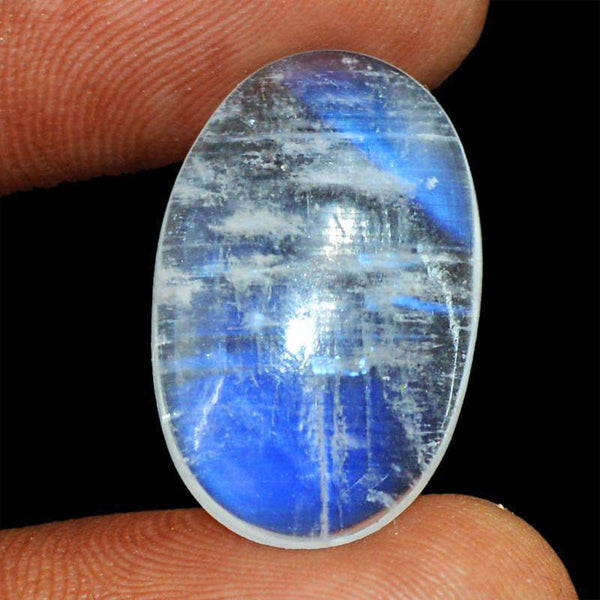 gemsmore:Natural Blue Flash Moonstone Oval Shape Gemstone