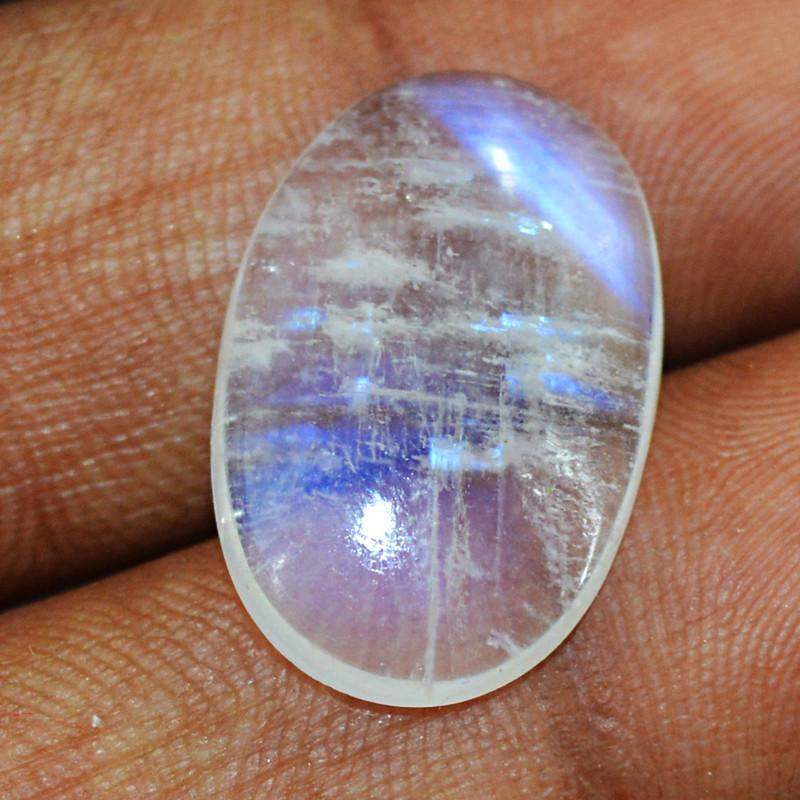 gemsmore:Natural Blue Flash Moonstone Oval Shape Gemstone