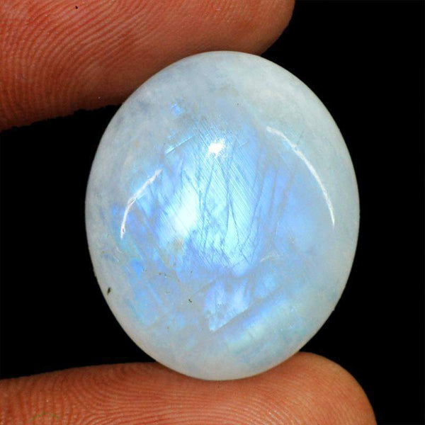 gemsmore:Natural Blue Flash Moonstone Oval Shape Gemstone