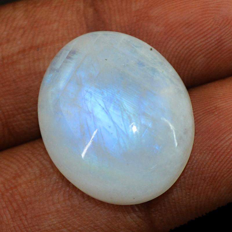 gemsmore:Natural Blue Flash Moonstone Oval Shape Gemstone