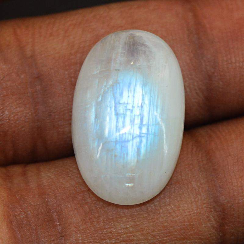 gemsmore:Natural Blue Flash Moonstone Oval Shape Loose Gemstone