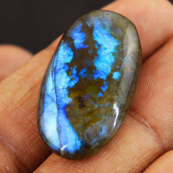 gemsmore:Natural Blue Flash Oval Shape Labradorite Untreated Loose Gemstone