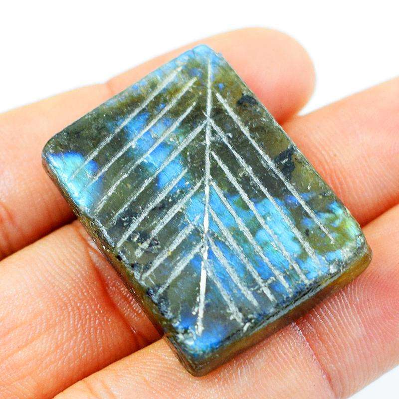 gemsmore:Natural Blue Flash Rectangular Shape Labradorite Loose Gemstone