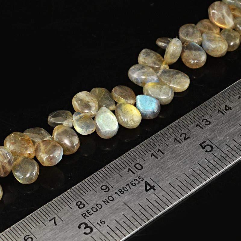 gemsmore:Natural Blue & Golden Flash Labradorite Beads Strand