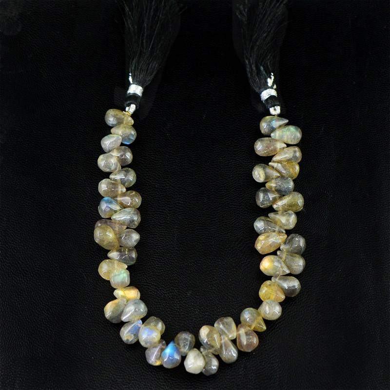 gemsmore:Natural Blue & Golden Flash Labradorite Beads Strand