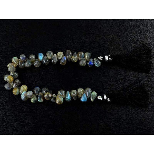 gemsmore:Natural Blue & Golden Flash Labradorite Beads Strand