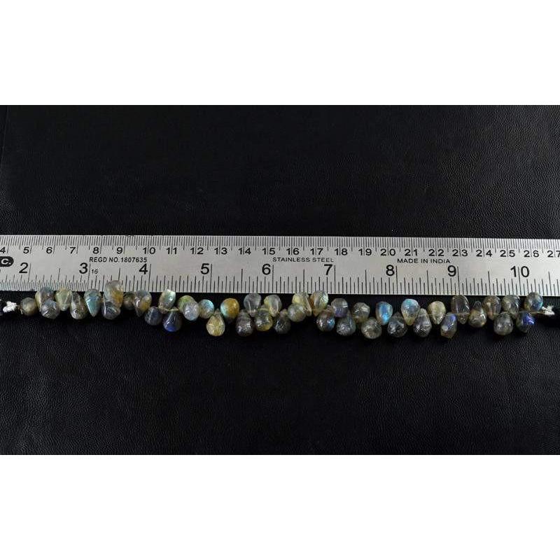 gemsmore:Natural Blue & Golden Flash Labradorite Beads Strand