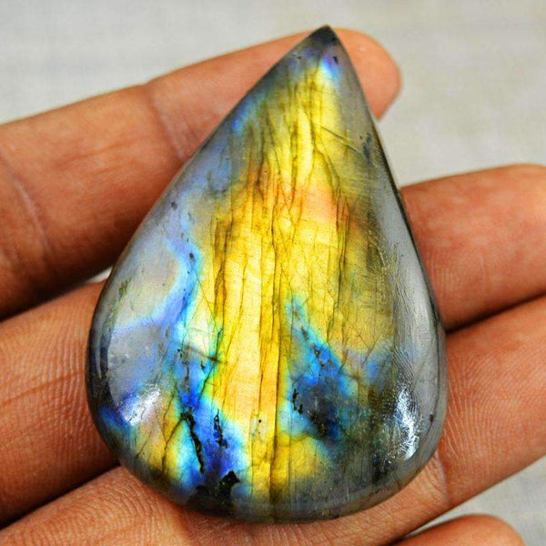 gemsmore:Natural Blue & Golden Flash Labradorite Gemstone - Pear Shape