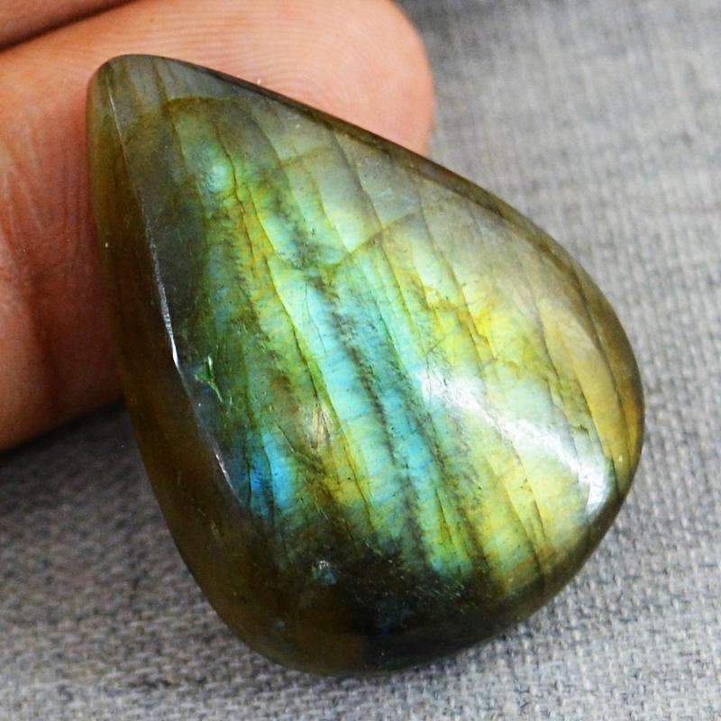 gemsmore:Natural Blue & Golden Flash Labradorite Gemstone - Pear Shape