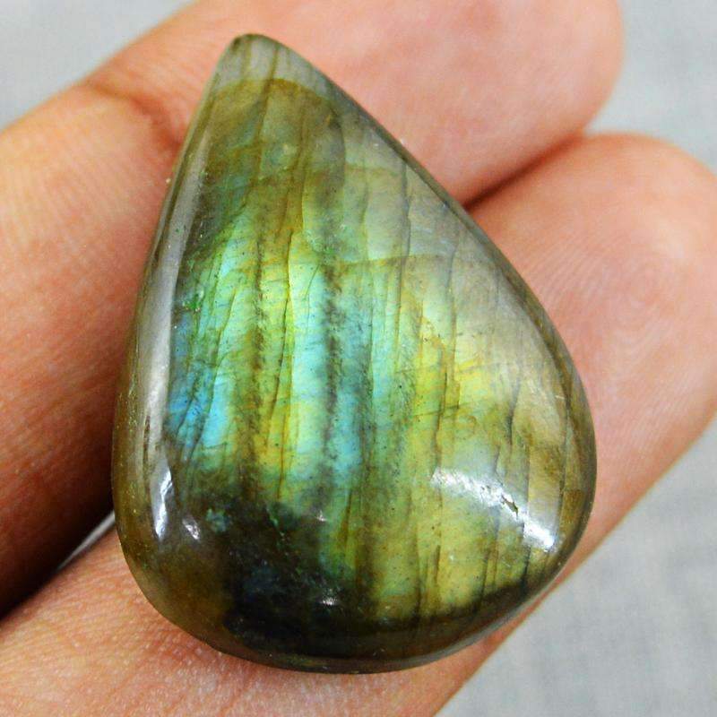 gemsmore:Natural Blue & Golden Flash Labradorite Gemstone - Pear Shape