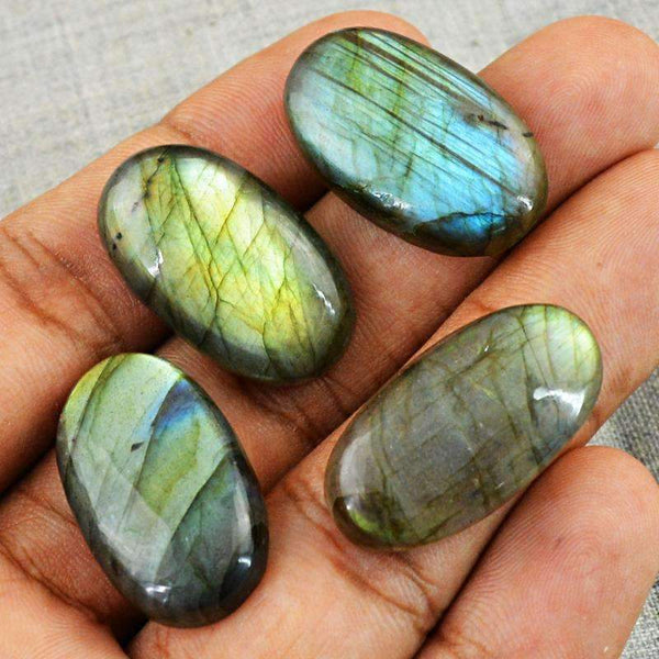 gemsmore:Natural Blue & Golden Flash Labradorite Gemstone Lot Oval Shape