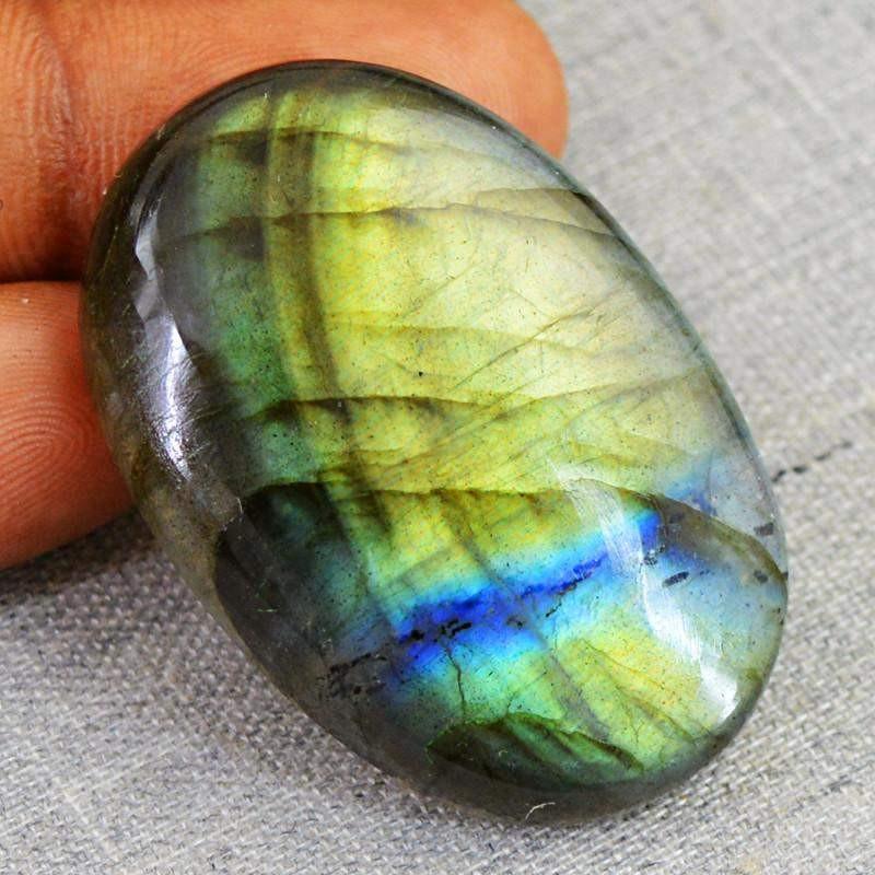 gemsmore:Natural Blue & Golden Flash Labradorite Oval Shape Gemstone