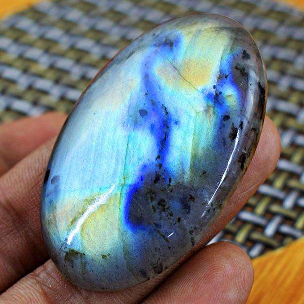 gemsmore:Natural Blue & Golden Flash Labradorite Oval Shape Untreated Loose Gemstone