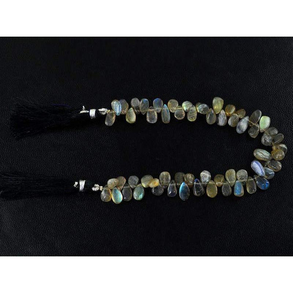 gemsmore:Natural Blue & Golden Flash Labradorite Untreated Beads Strand