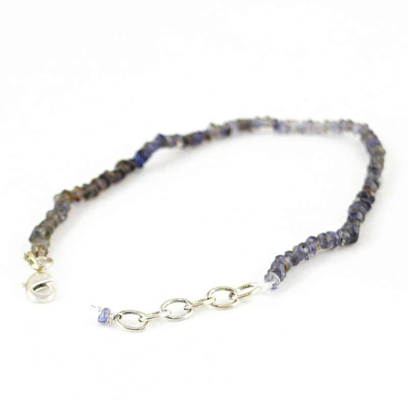 gemsmore:Natural Blue Iolite Bracelet Round Faceted Beads