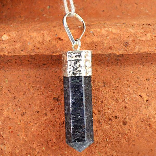 gemsmore:Natural Blue Iolite Crystal Healing Point Pendant