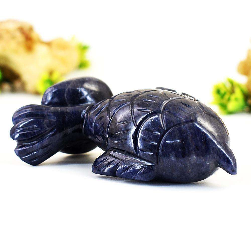 gemsmore:Natural Blue Jade Hand Carved Fish