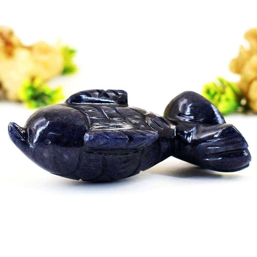 gemsmore:Natural Blue Jade Hand Carved Fish