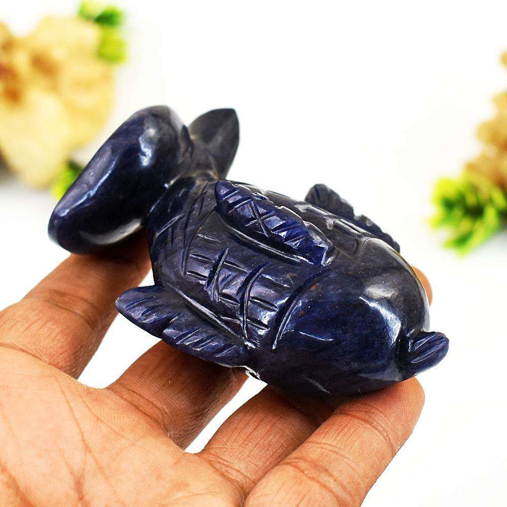 gemsmore:Natural Blue Jade Hand Carved Fish