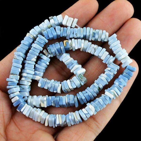 gemsmore:Natural Blue Lace Agate Beads Strand - Drilled