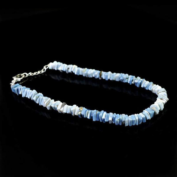 gemsmore:Natural Blue Lace Agate Bracelet Untreated Beads