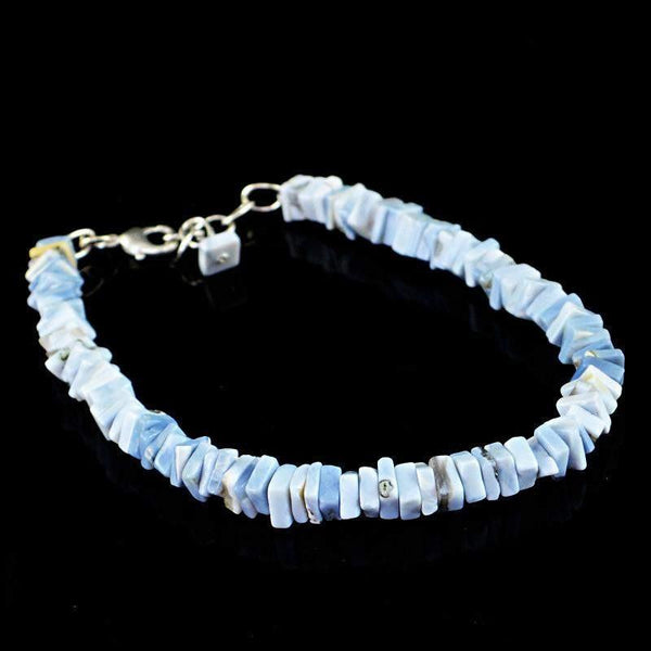 gemsmore:Natural Blue Lace Agate Bracelet Untreated Beads