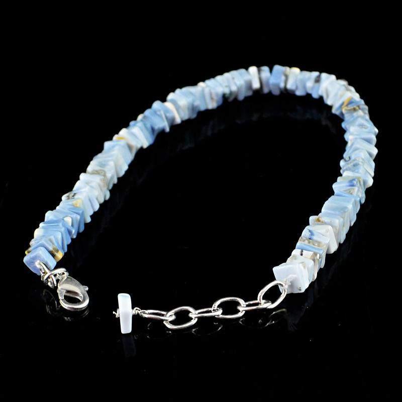 gemsmore:Natural Blue Lace Agate Bracelet Untreated Beads