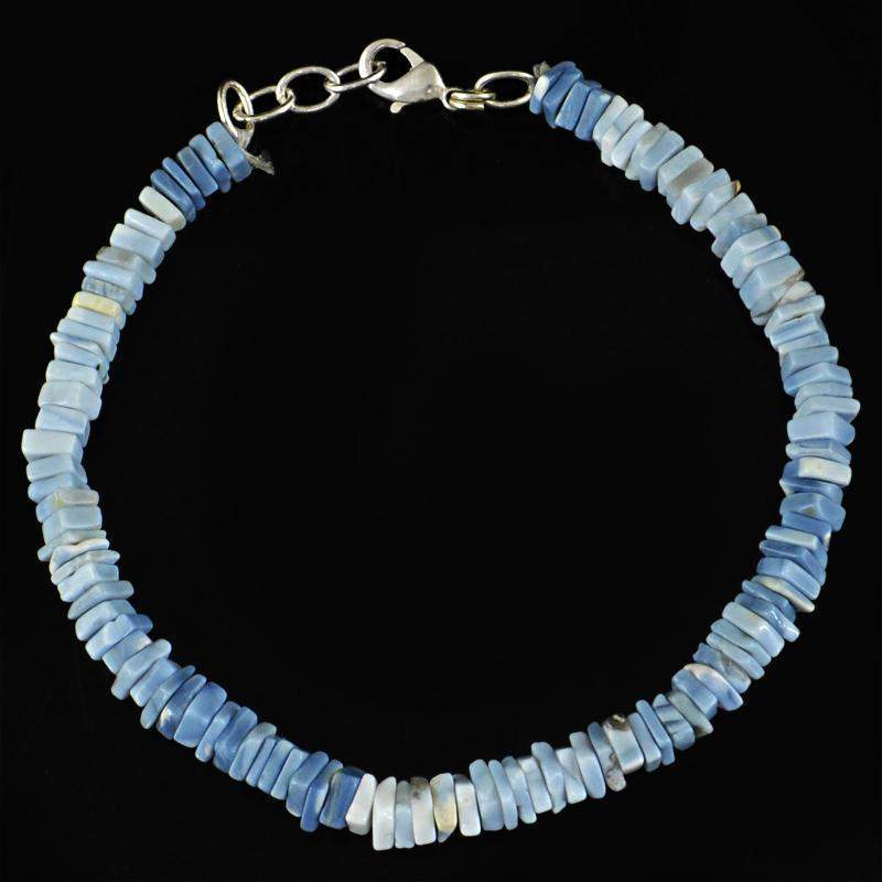 gemsmore:Natural Blue Lace Agate Bracelet Untreated Beads