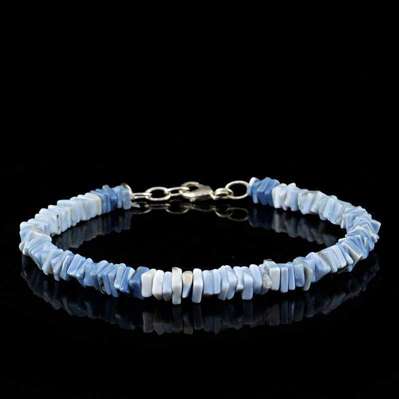 gemsmore:Natural Blue Lace Agate Bracelet Untreated Beads