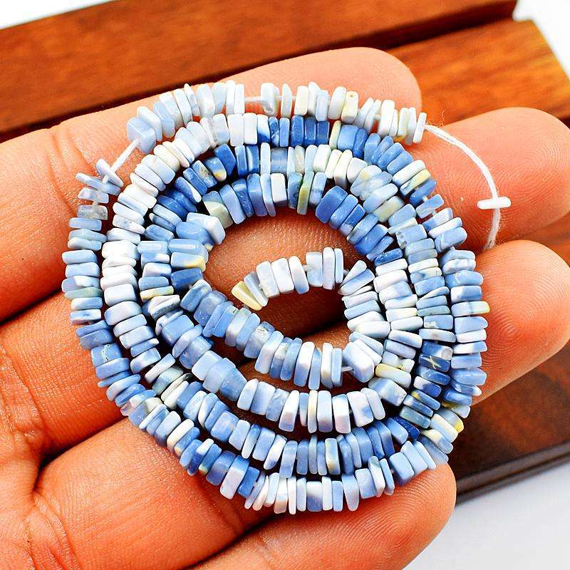 gemsmore:Natural Blue Lace Agate Drilled Beads Strand