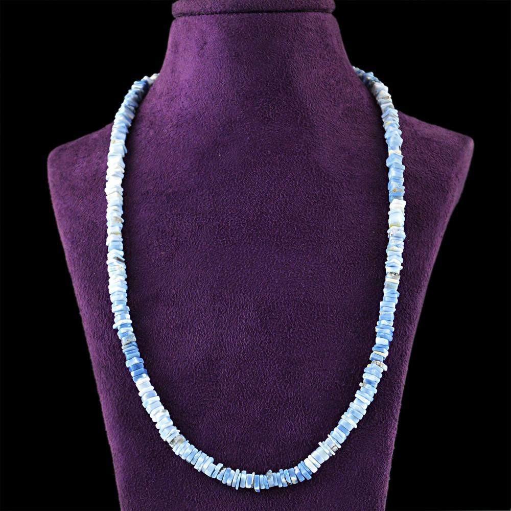 gemsmore:Natural Blue Lace Agate Necklace 20 Inches Long Untreated Beads