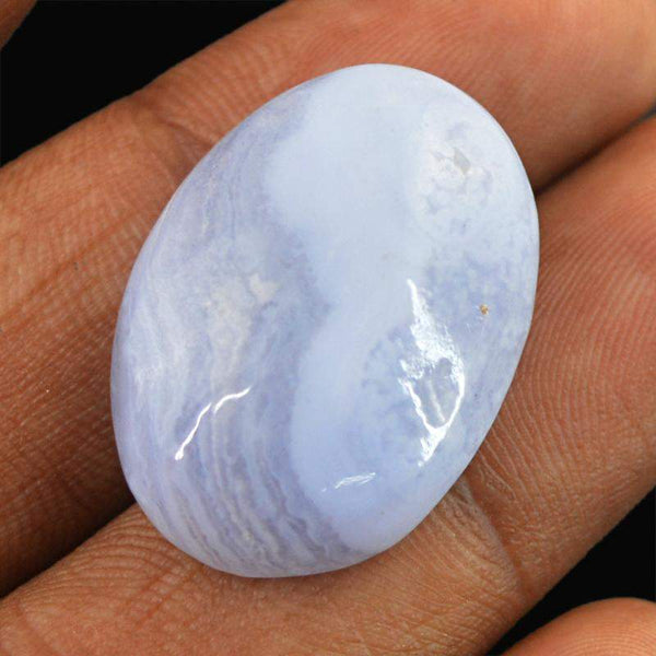 gemsmore:Natural Blue Lace Agate Oval Shape Loose Gemstone