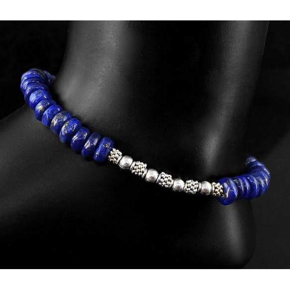 gemsmore:Natural Blue Lapis Lazuli AAA Elegant Beads Anklet