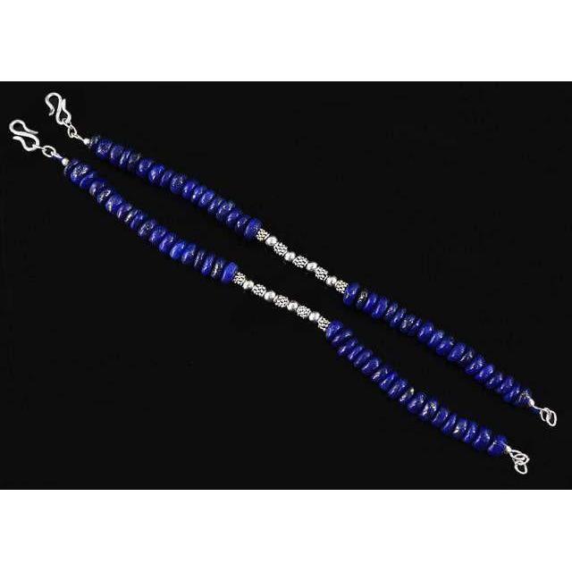 gemsmore:Natural Blue Lapis Lazuli AAA Elegant Beads Anklet