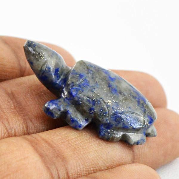 gemsmore:Natural Blue Lapis Lazuli Artisian Carved Turtle Gemstone
