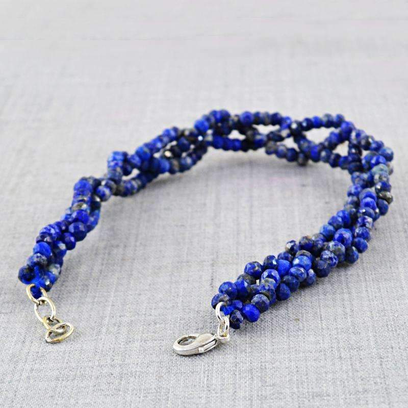 gemsmore:Natural Blue Lapis Lazuli Beads Bracelet - Faceted Round Shape Beads